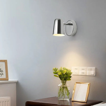 Modern Bauhaus silver small wall lamp Nordic simple bedroom bedside wall light