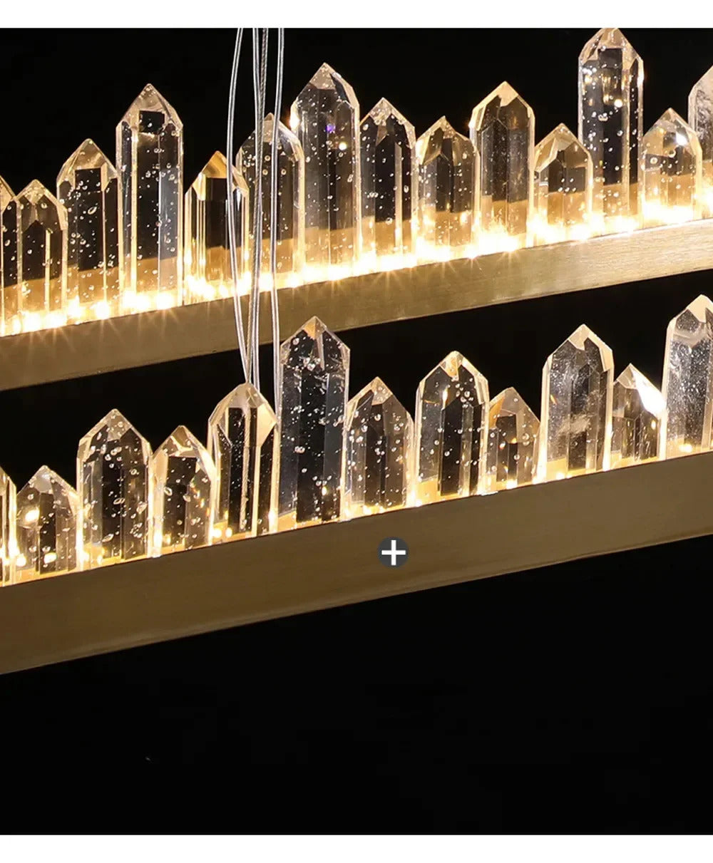 Modern Luxury Crystal Ring chandeliers Round black golden pendant lamp LED hanging light