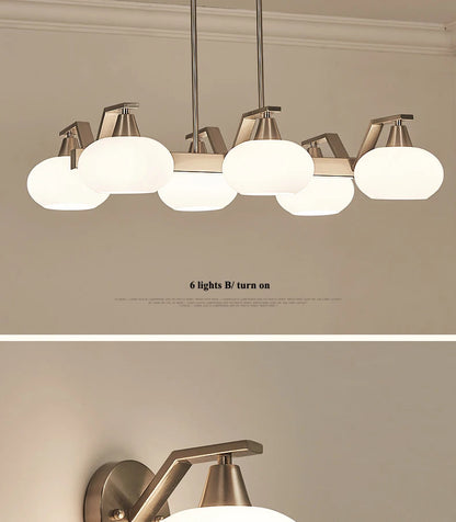 Modern silver chandelier Metal milky white glass lampshade Living Room pendant lamp
