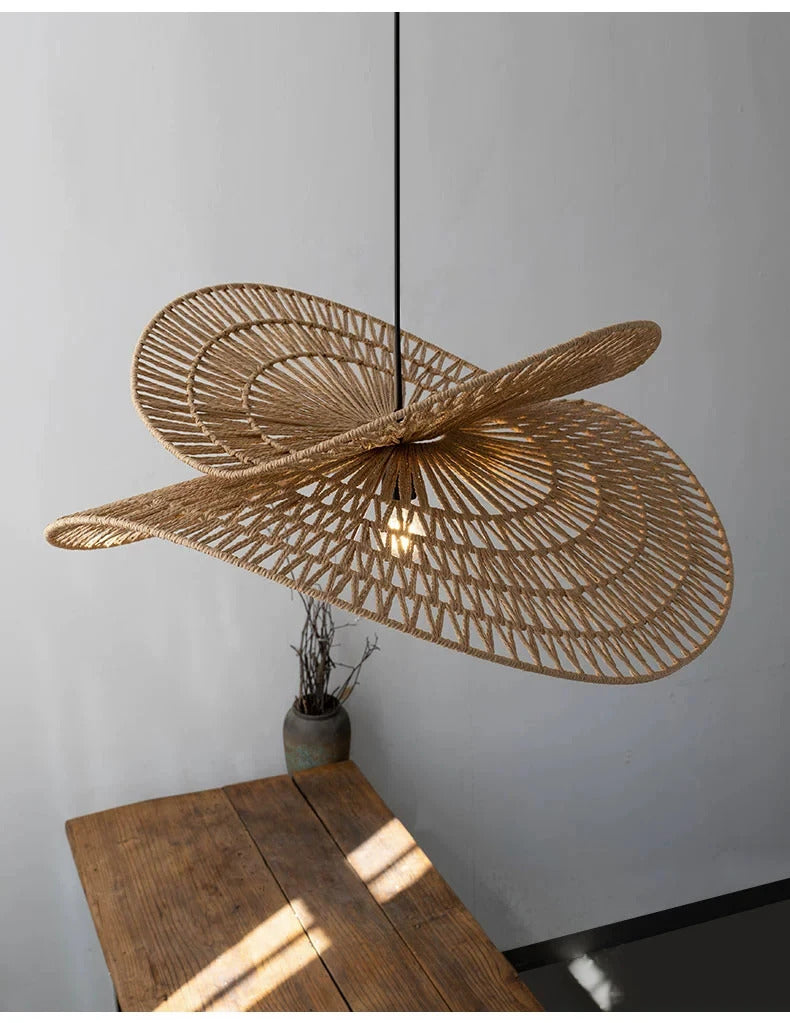 Wabi Sabi Rattan Chandelier Retro LED Weaving Pendant Lamp