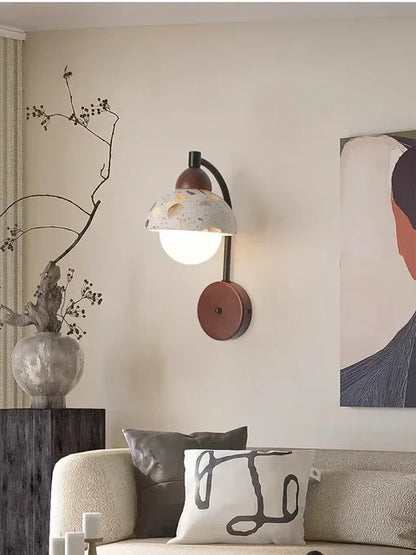 Natural cave Stone Wall Light Medieval Bedside cement Sconce lamp LED Lighting