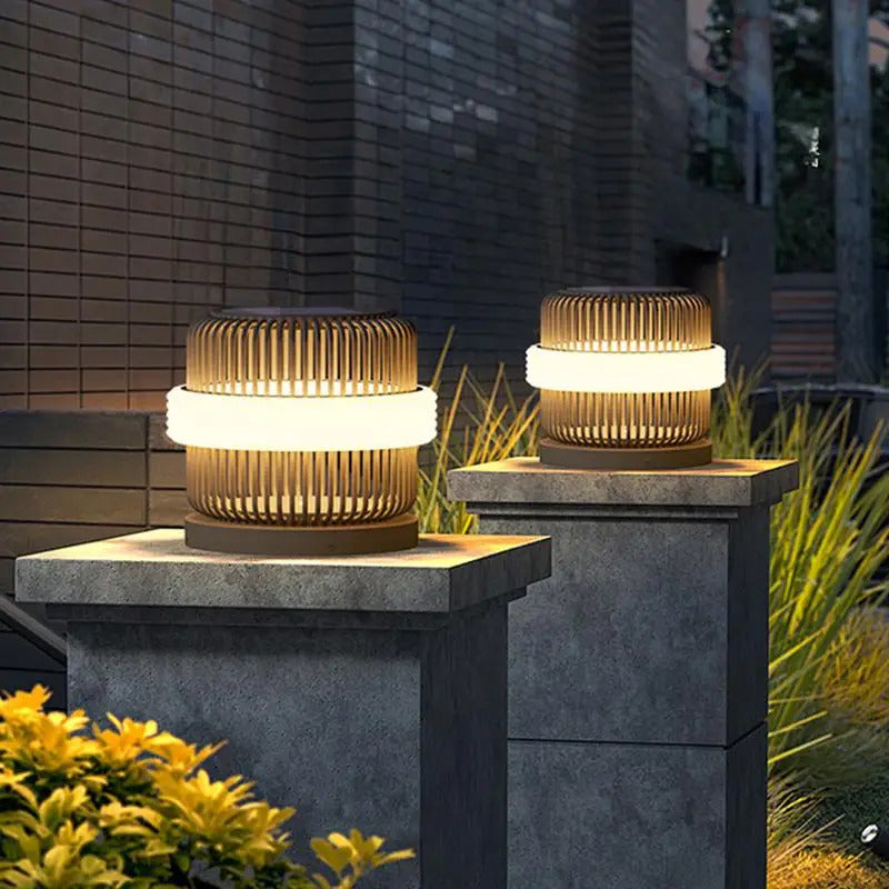 Outdoor wall column head lamps Waterproof solar floor lights  Pillar Wall lighting LED