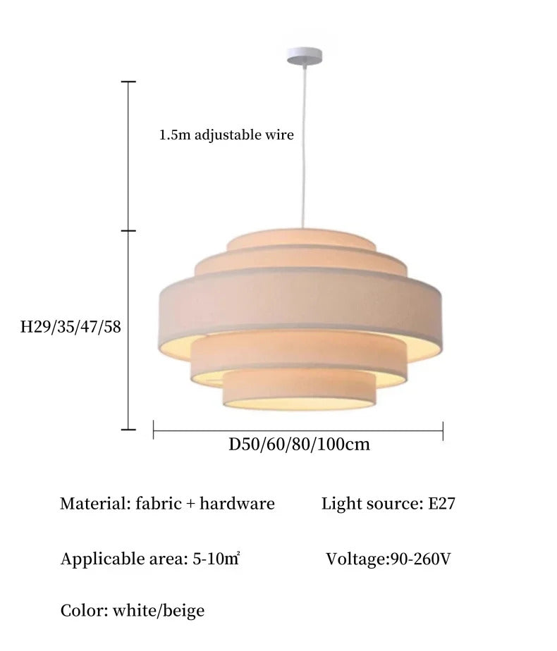 Nordic Fabric Pendant Light Wabi Sabi Led Chandelier