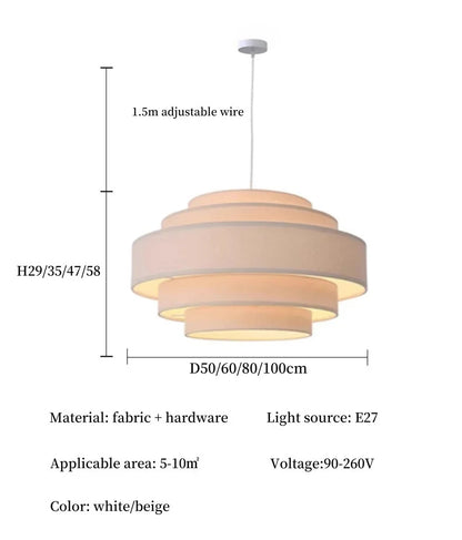 Nordic Fabric Pendant Light Wabi Sabi Led Chandelier