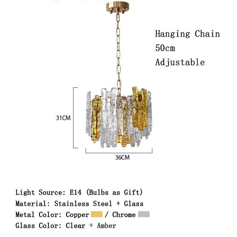 Modern Melting Ice Whiskey chandelier Italy Designer Luxury crystals Amber pendant lamps