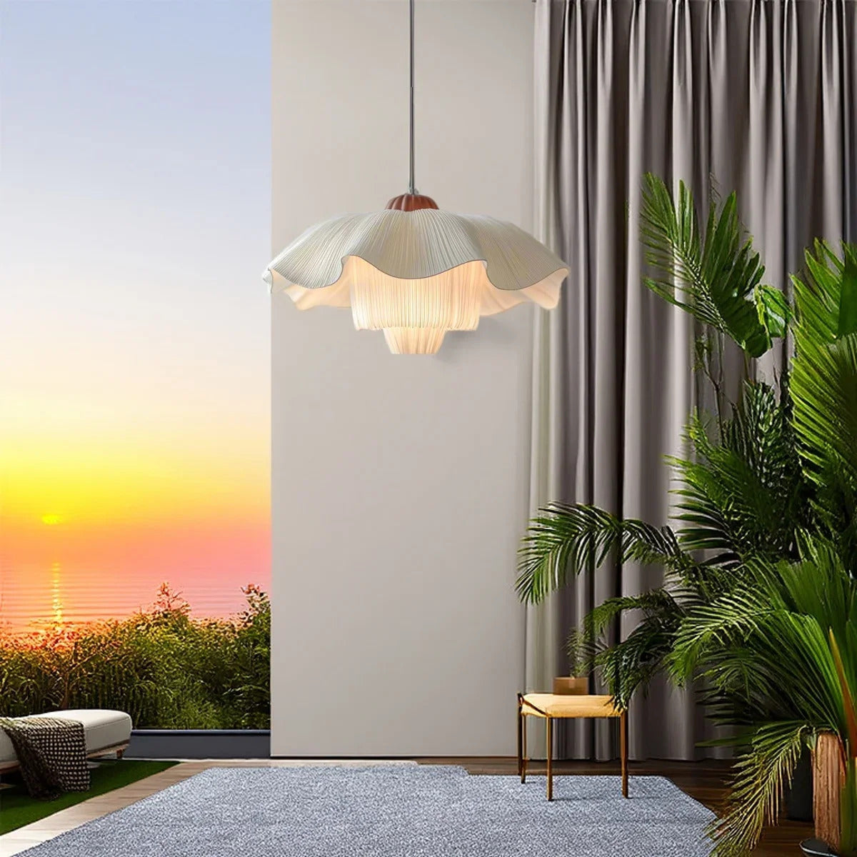 Nordic Petal Shaped French Chandelier Romantic Cream Style Pendant Lamp