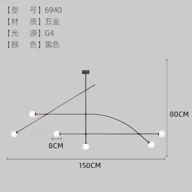 Postmodern geometric chandelier Red Glass Ball minimalist lamp