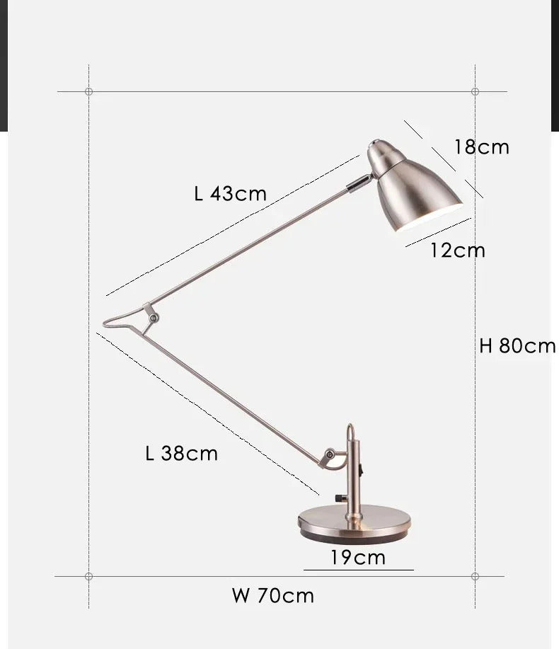 Swing Long Arm Table Lamp Flexible Adjustable Aluminum Desk Light with E27 Bulb led floor lamp