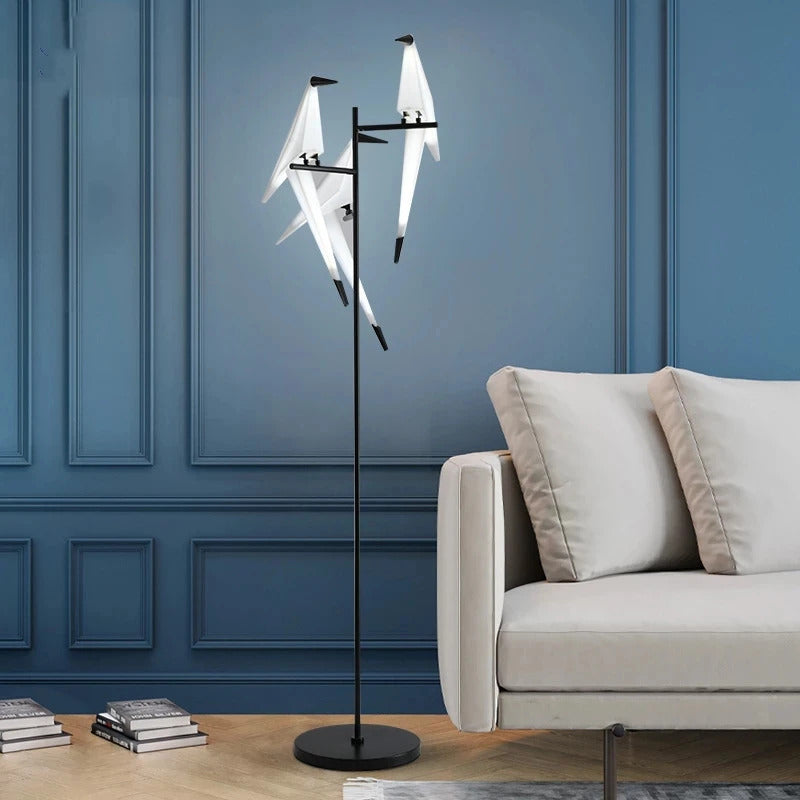 Perch Light Chandeliers designer bird lamps For Restaurant Children's Room paper cranes origami lamp bedroom room Swing light