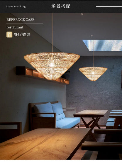 Nordic Umbrella Rattan Pendant Light Wabi sabi pendant lamp