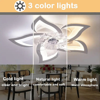 Modern Ceiling Fans with Lights, Fan Lamp Petal Ceiling Fan for Bedroom/Living Room