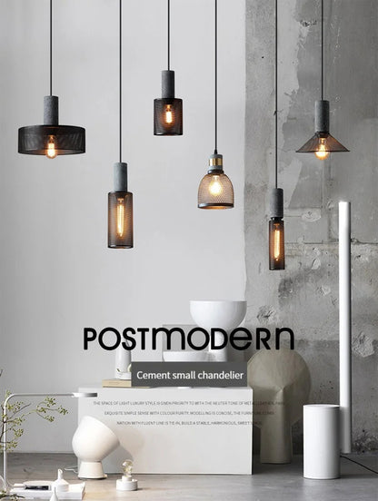 Industrial Concrete Pendant Light Home Decoration Chandelier Fixture Iron Shade Cement Hanging Lamp