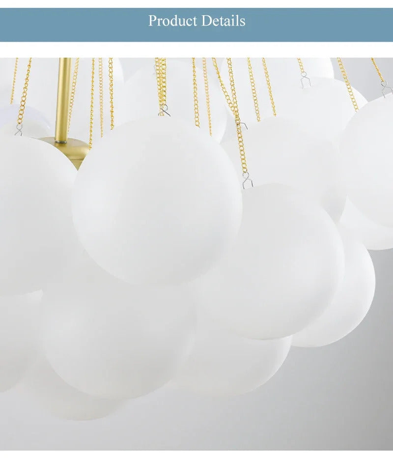Nordic Simple Frosted Glass Bubble Ball Chandelier Bedroom Clothing Store Lamp Cloud Soft Look Children Room Pendant Lights LED