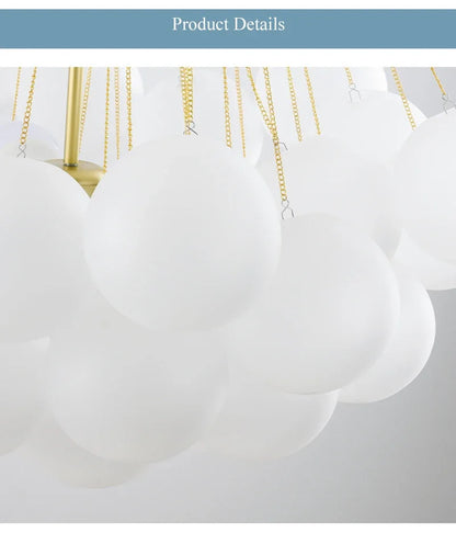 Nordic Simple Frosted Glass Bubble Ball Chandelier Bedroom Clothing Store Lamp Cloud Soft Look Children Room Pendant Lights LED