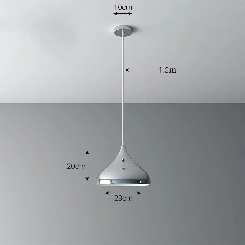 Nordic Plating Sliver Globe Ball Mirror Pendant Lights E27 Iron Hanging Lamp