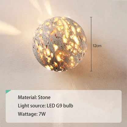 Luma Vein Stone Sphere Wall Light