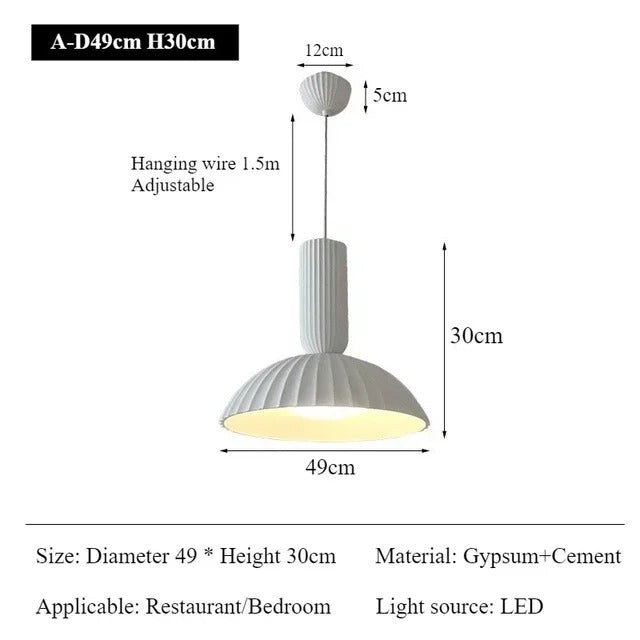 French Gypsum Pendant Light Nordic Designer Restaurant Chandelier
