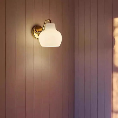 French vintage Cream Glass chandelier Nordic ring Calabash pear pendant lamp