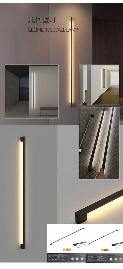 Modern Black Long Strip Wall Lamp Outdoor waterproof Corridor staircase wall light