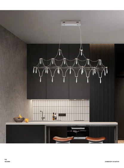 Modern Restaurant Strip Chandelier Luxury Lobby Front Desk Hanging Lamp