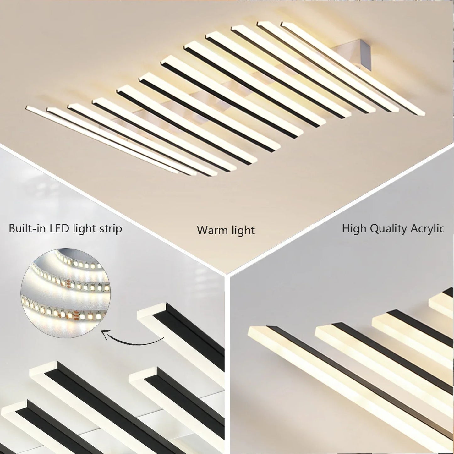 Art Fishbone Line Acrylic LED Ceiling Lamp Living Room Bedroom Lighting