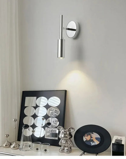 Modern Bauhaus silver small wall lamp Nordic simple bedroom bedside wall light