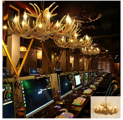 Rustic chandelier industrial wind lamps restaurant Internet cafe decoration antler lamp
