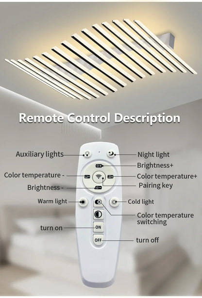 Art Fishbone Line Acrylic LED Ceiling Lamp Living Room Bedroom Lighting