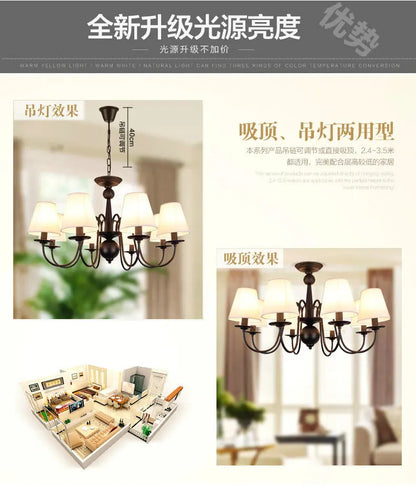 Ameican Black Rustic Chandelier Hotel Salon Hanging Lamp