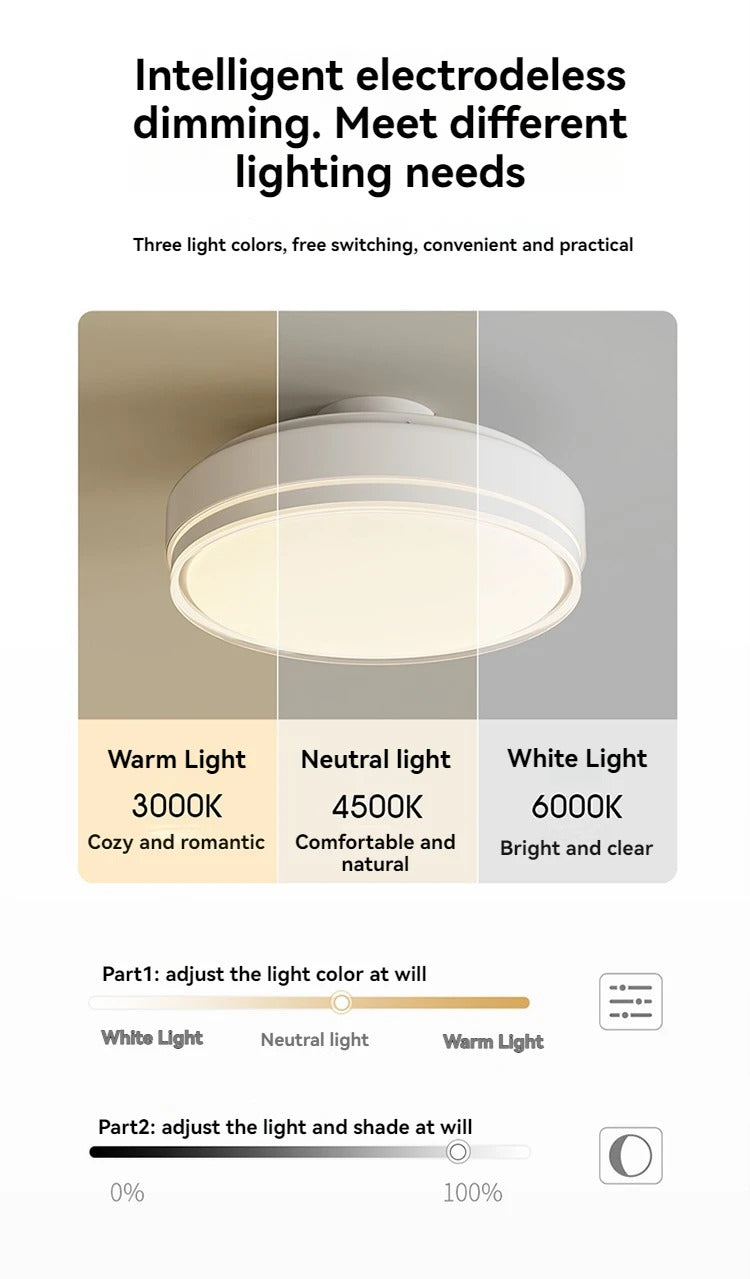 Modern Bladeless Ceiling Fans Round Flush Mount Fan Light