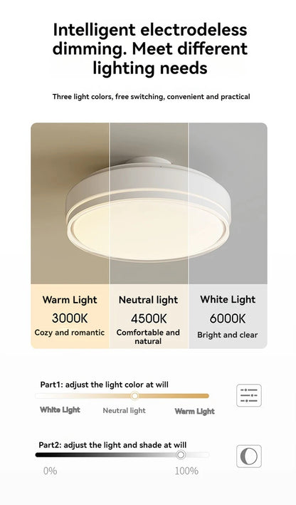 Modern Bladeless Ceiling Fans Round Flush Mount Fan Light