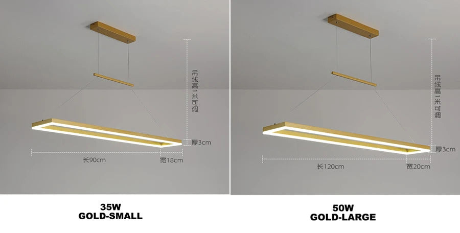 Rectangular chandelier Aluminum LED deco design Nordic style lamp