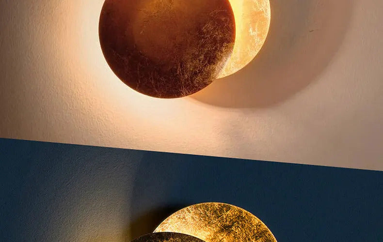 Modern Texture Designer round Wall Lamp Rotatable Black Gold round Sconce light