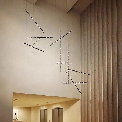 Novelty LED Aluminium long strip lamp Staircase Chandelier