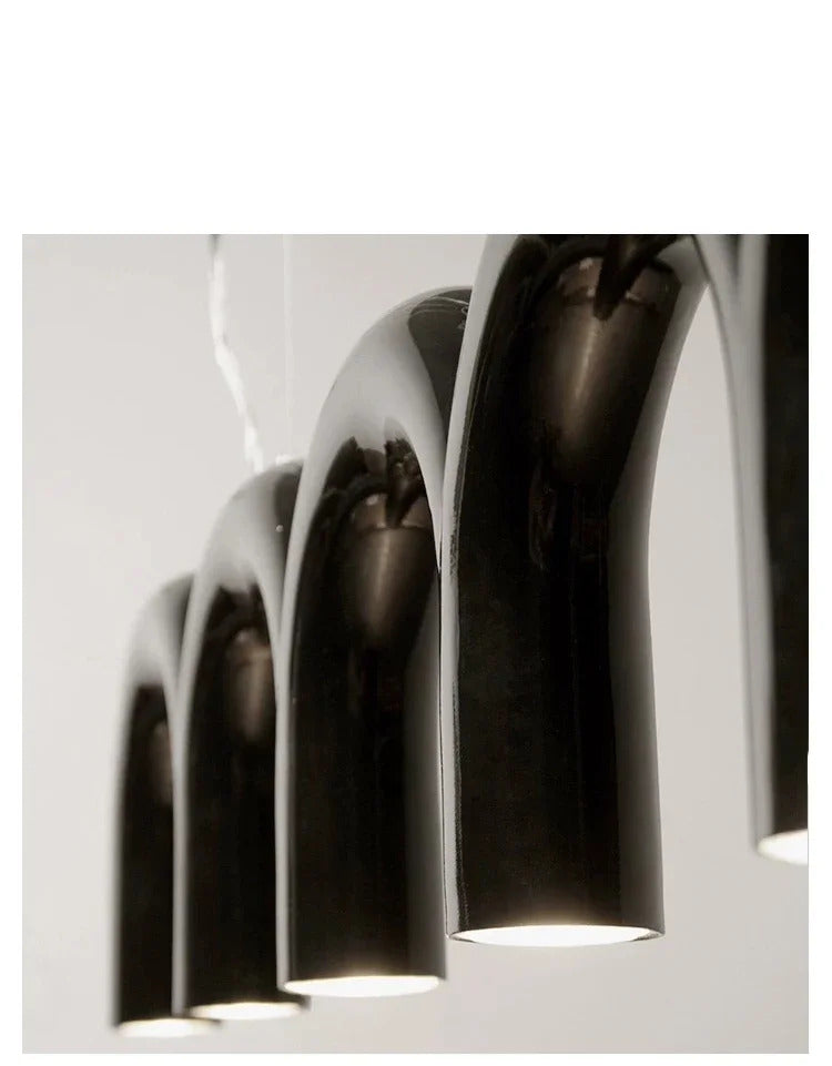 Oblure Arch Chandelier Post Modern Design Pendant Light for Coffee living Room Kitchen U shaped Lamp Blue Metal macaron lamp