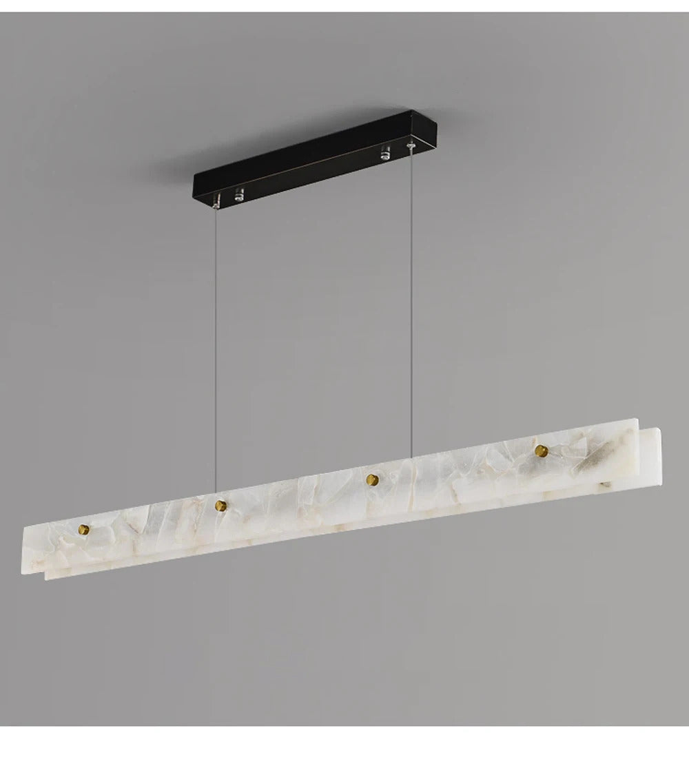 Marble Rectangular long strip Chandelier Modern Luxury resin acrylic Gold Pendant light