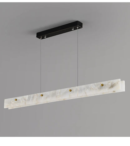 Marble Rectangular long strip Chandelier Modern Luxury resin acrylic Gold Pendant light