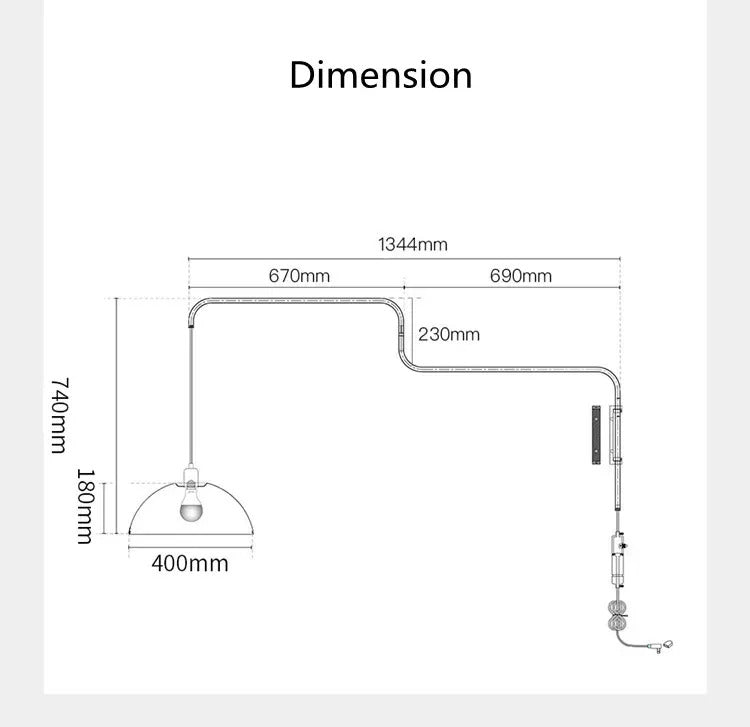 Red Rocker Chandelier Modern Folding Retractable Wall Lamp Long Arm Chandelier