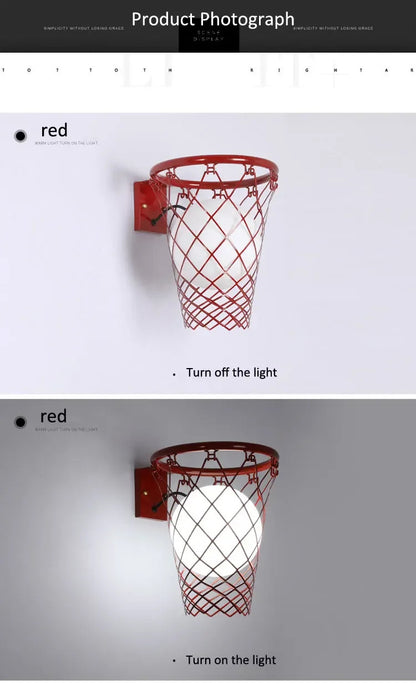 Basketball Wall Light Children boys Bedroom Wall Lamp Kids study Loft Sconce Light