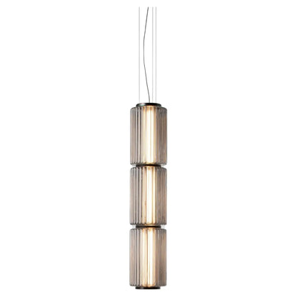Restaurant Long Stripe Pendant Light Smoke Gray Glass Lampshade Nordic Led Hanging Light