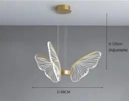 Nordic ring pendant light Acrylic butterfly lights Creative Gold luxury pendant light
