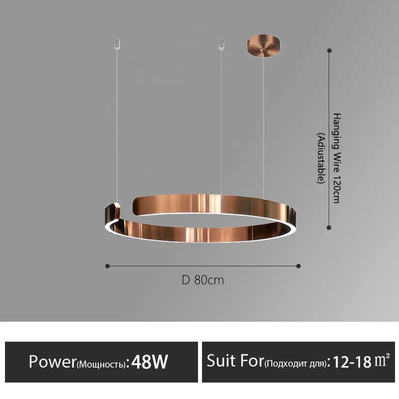 Nordic Led Ring Chandelier Modern Design Rose Gold Black White and Gold Lamp