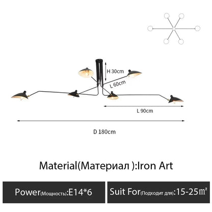 Designer Spider Serge Mouille Ceiling Lamp Black Industrial Ceiling Chandelier