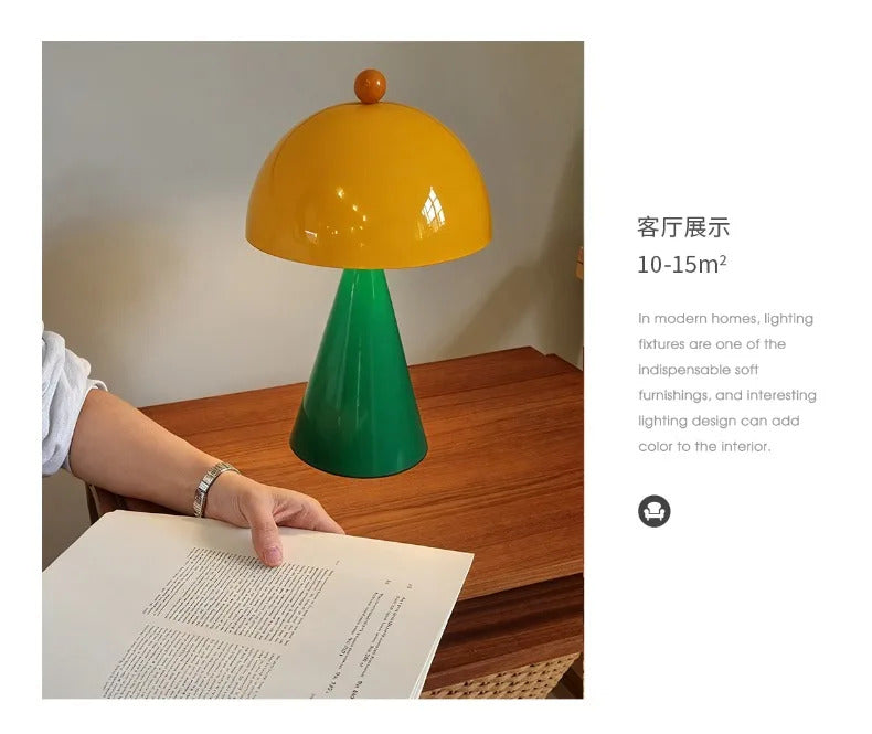 Memphis Mushroom Iron Art LED Table Lamps with Touch Switch USB Charging Desk Lights Living Room Bedroom Office Restaurant Study