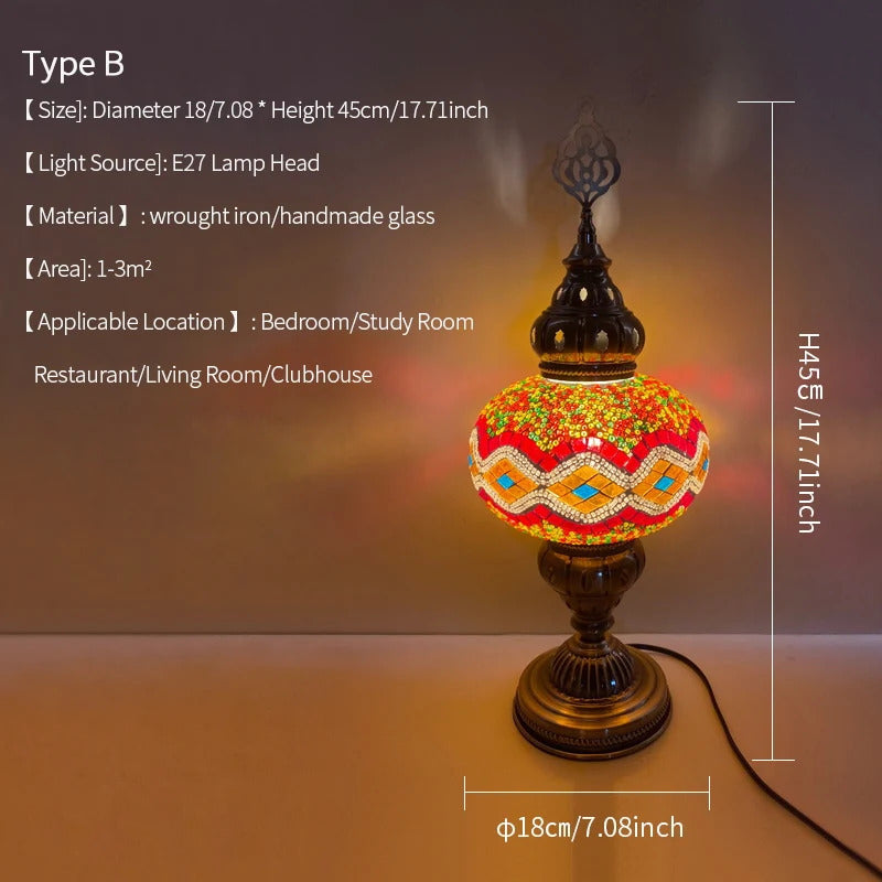 Turkish Mosaic Table Lamp Hand Crafted Decorative Lighting
