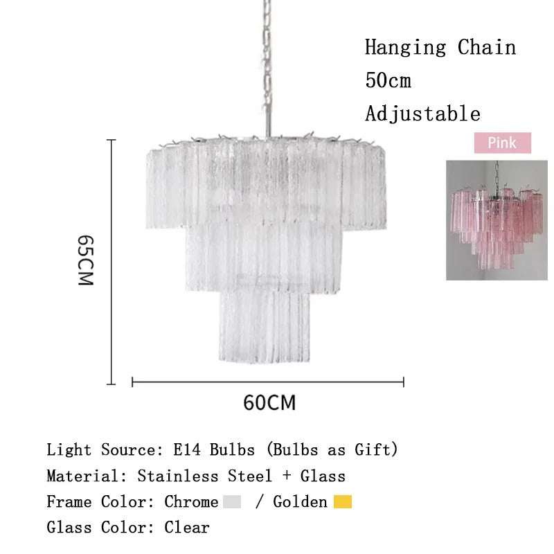 Modern Pink Glass Chandelier Designer Texture Glass Chandelie