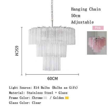 Modern Pink Glass Chandelier Designer Texture Glass Chandelie