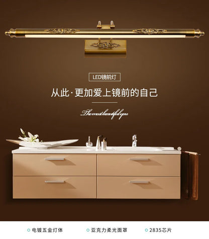 Europe Retro LED Mirror wall lamp Luxury gold bathroom cabinet mirror Headlight