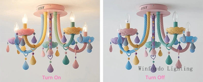 European Children rainbow chandelier Bedroom Princess room kawaii light