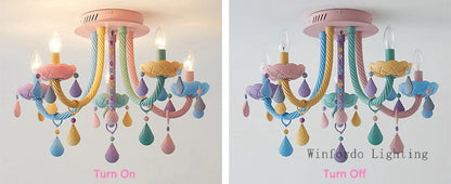 European Children rainbow chandelier Bedroom Princess room kawaii light
